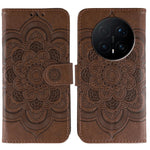 For Honor Magic8 Pro 5G Case PU Leather Mandala Imprinted Design Wallet Phone Cover with Wrist Strap