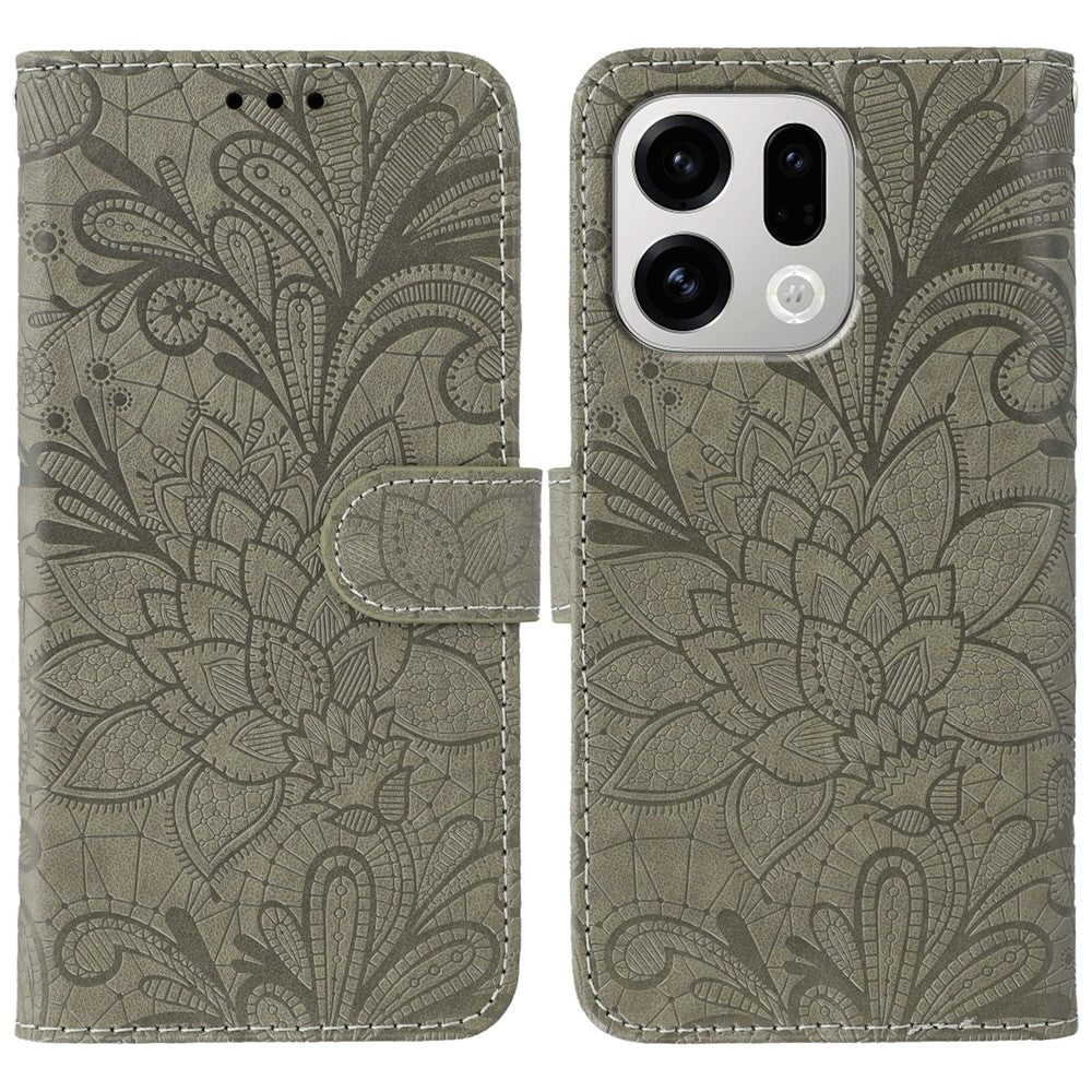 For Oppo Find X9 5G Case Lace Flowers PU Leather Flip Wallet Phone Cover
