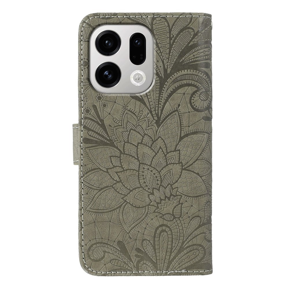For Oppo Find X9 5G Case Lace Flowers PU Leather Flip Wallet Phone Cover