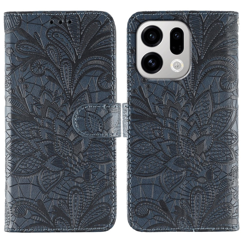 For Oppo Find X9 5G Case Lace Flowers PU Leather Flip Wallet Phone Cover