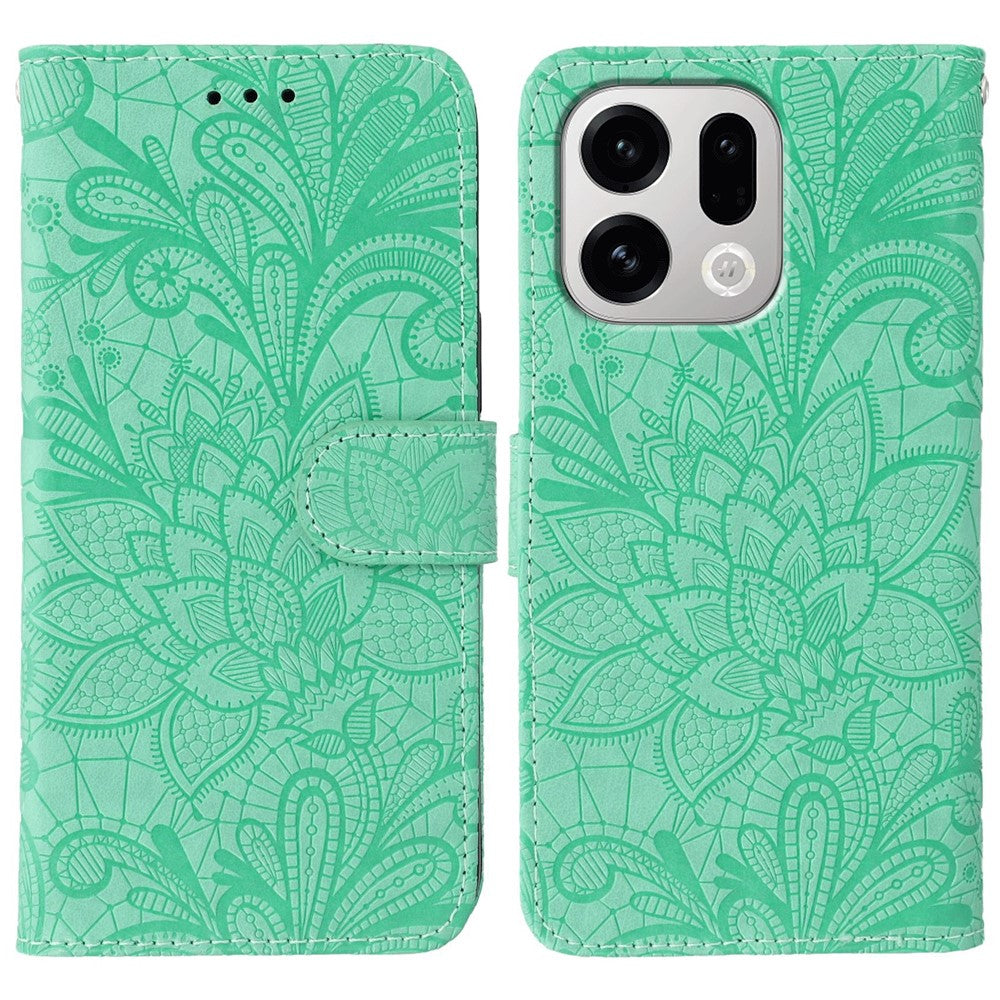 For Oppo Find X9 5G Case Lace Flowers PU Leather Flip Wallet Phone Cover