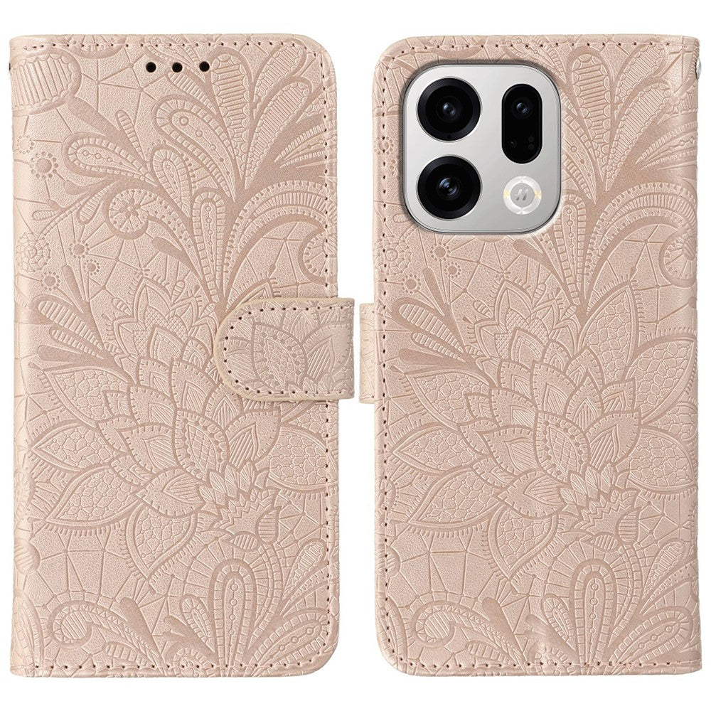 For Oppo Find X9 5G Case Lace Flowers PU Leather Flip Wallet Phone Cover