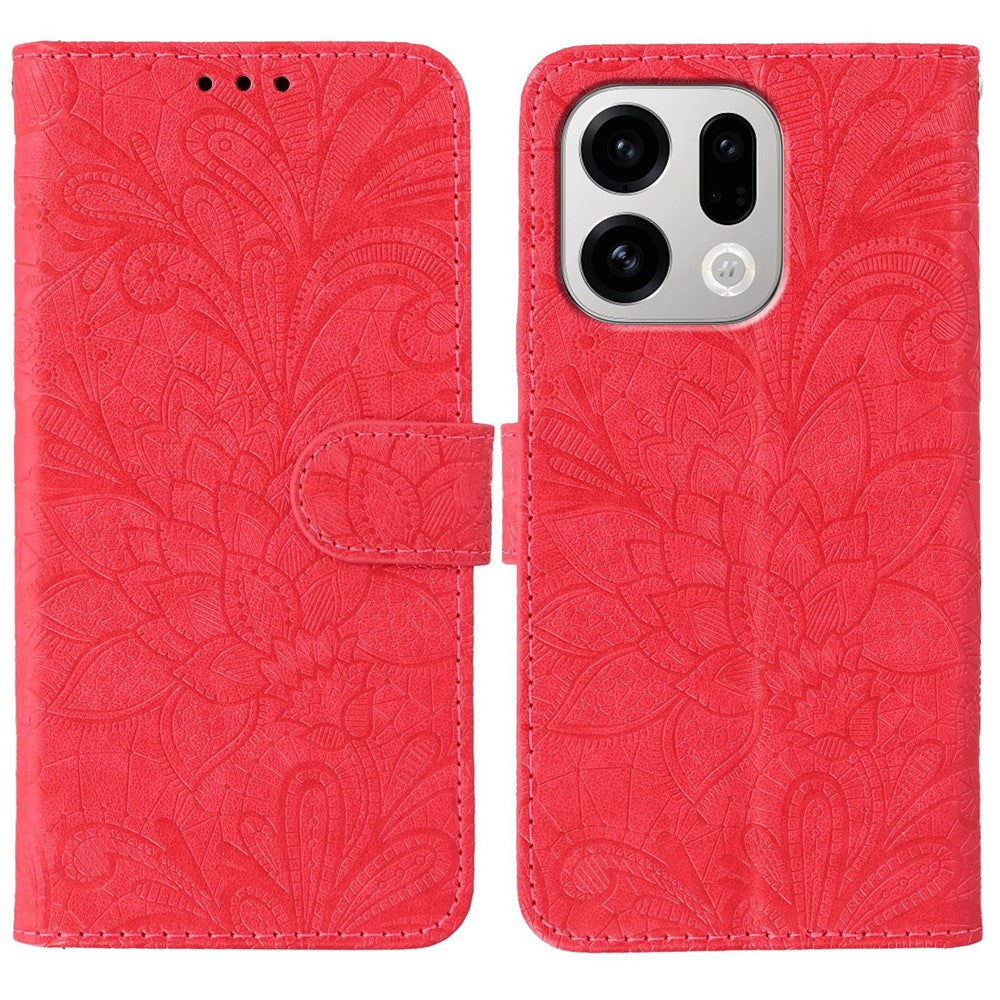 For Oppo Find X9 5G Case Lace Flowers PU Leather Flip Wallet Phone Cover