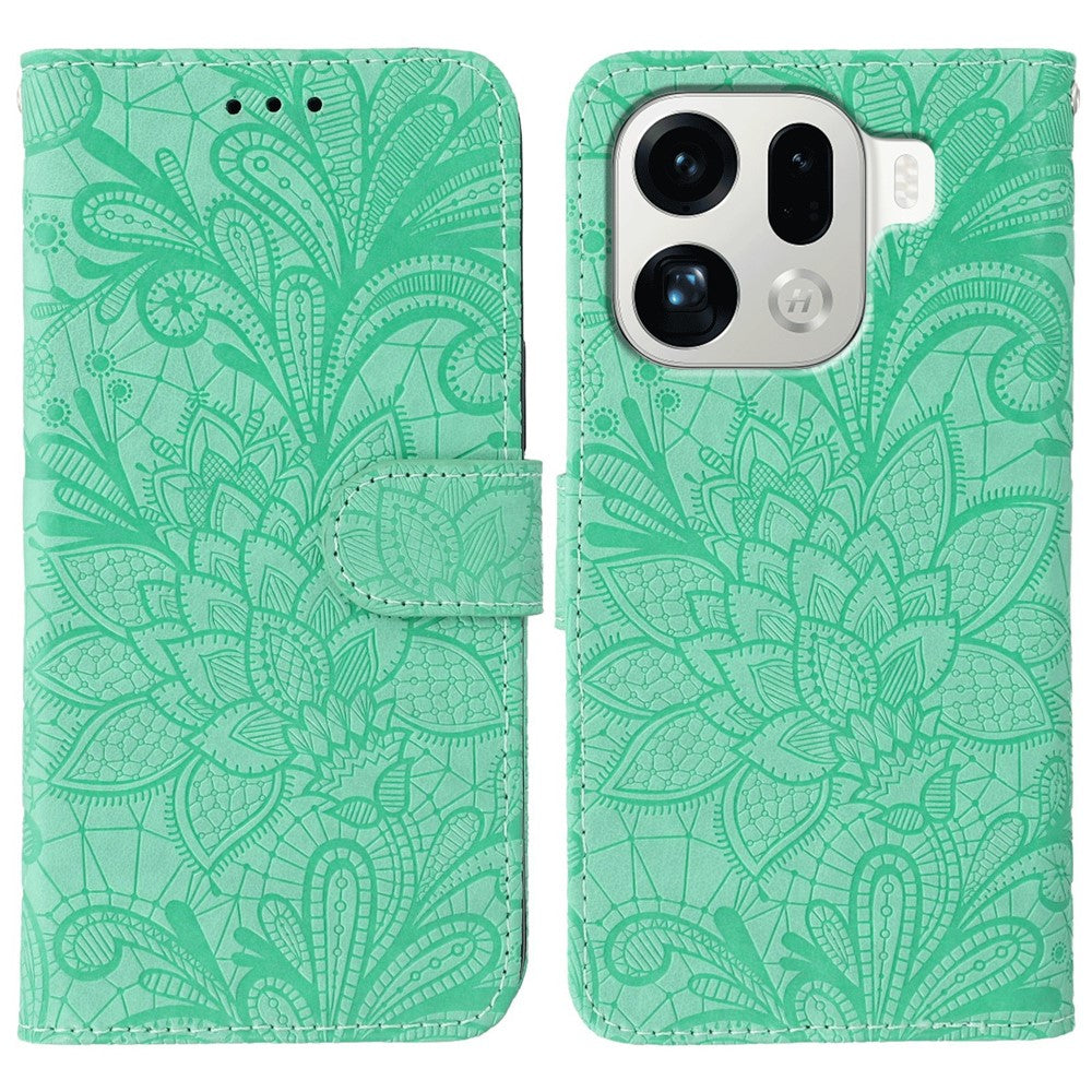 For Oppo Find X9 Pro 5G Case Lace Flowers PU Leather Flip Wallet Phone Cover