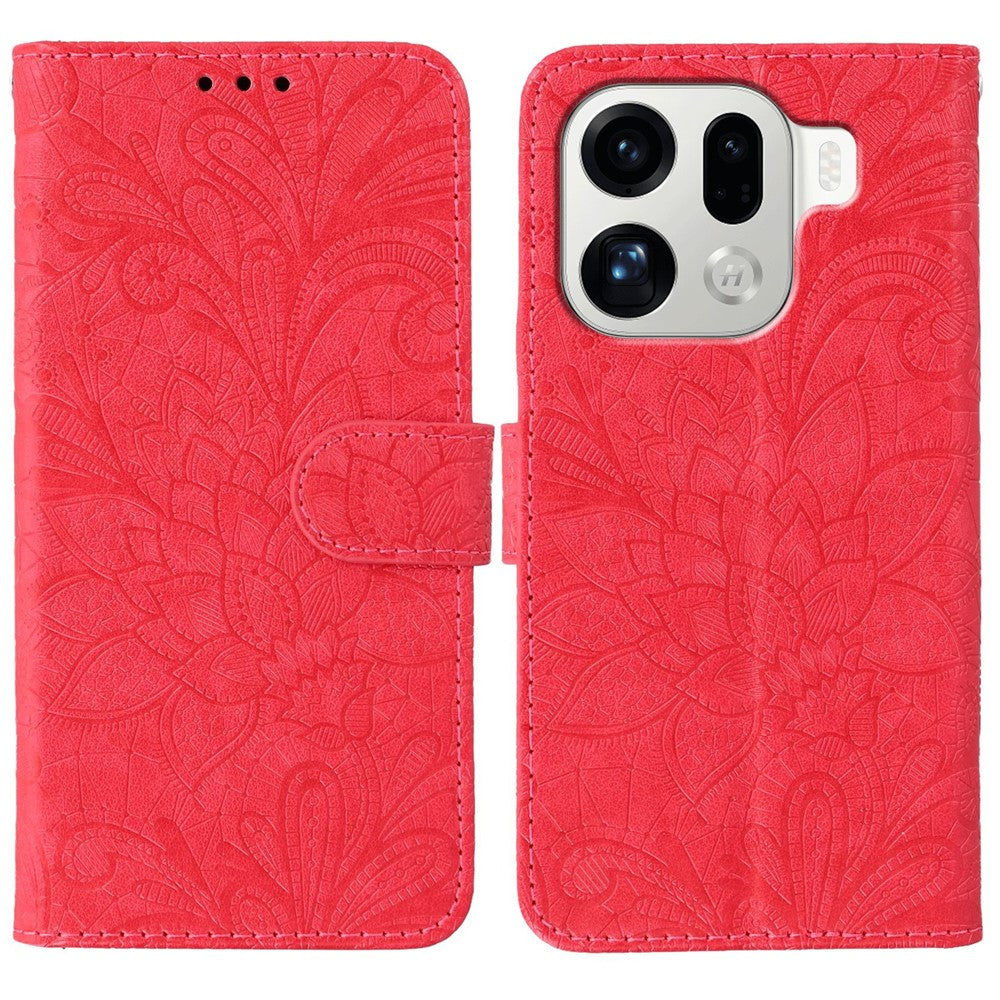 For Oppo Find X9 Pro 5G Case Lace Flowers PU Leather Flip Wallet Phone Cover
