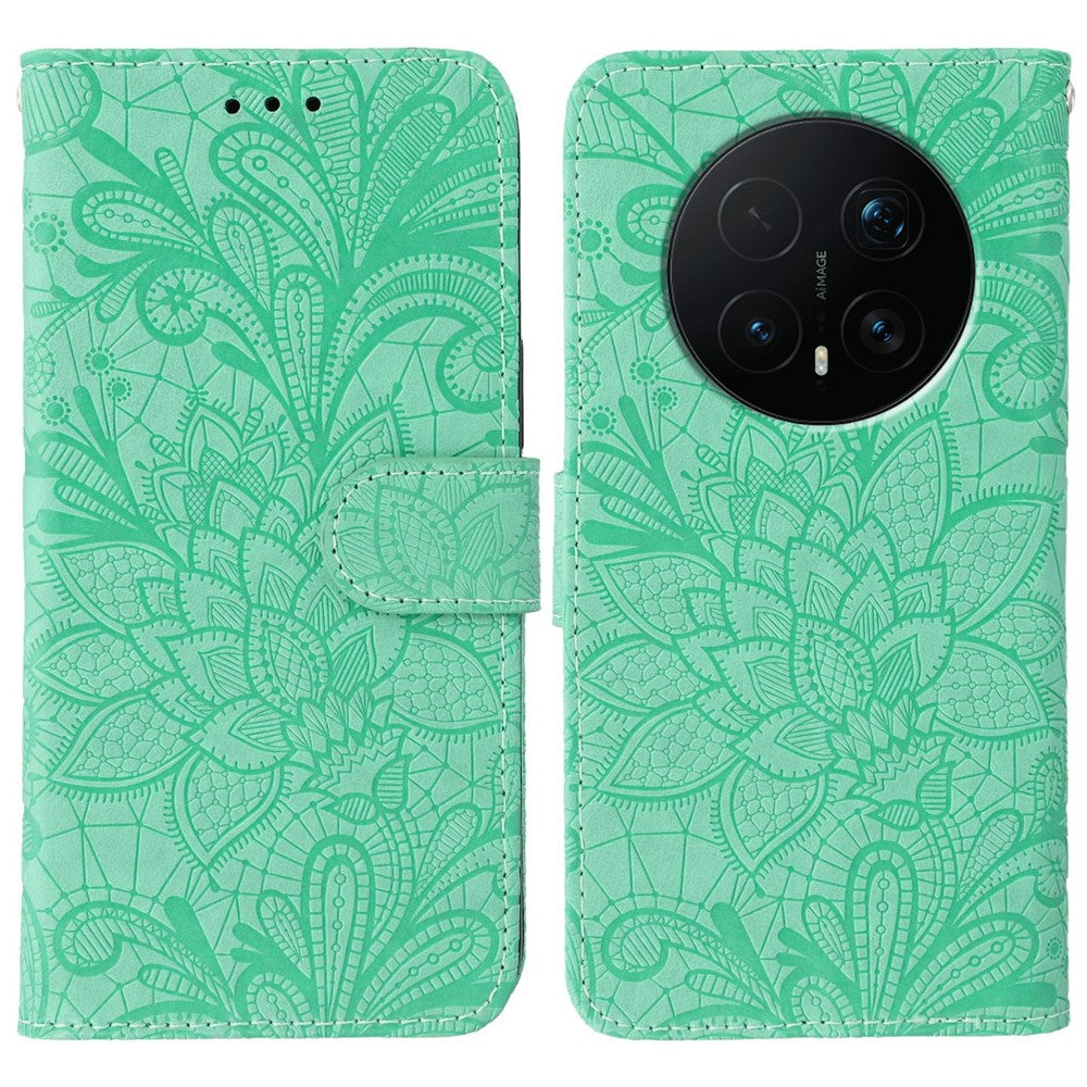For Honor Magic8 Pro 5G Case Lace Flowers PU Leather Flip Wallet Phone Cover