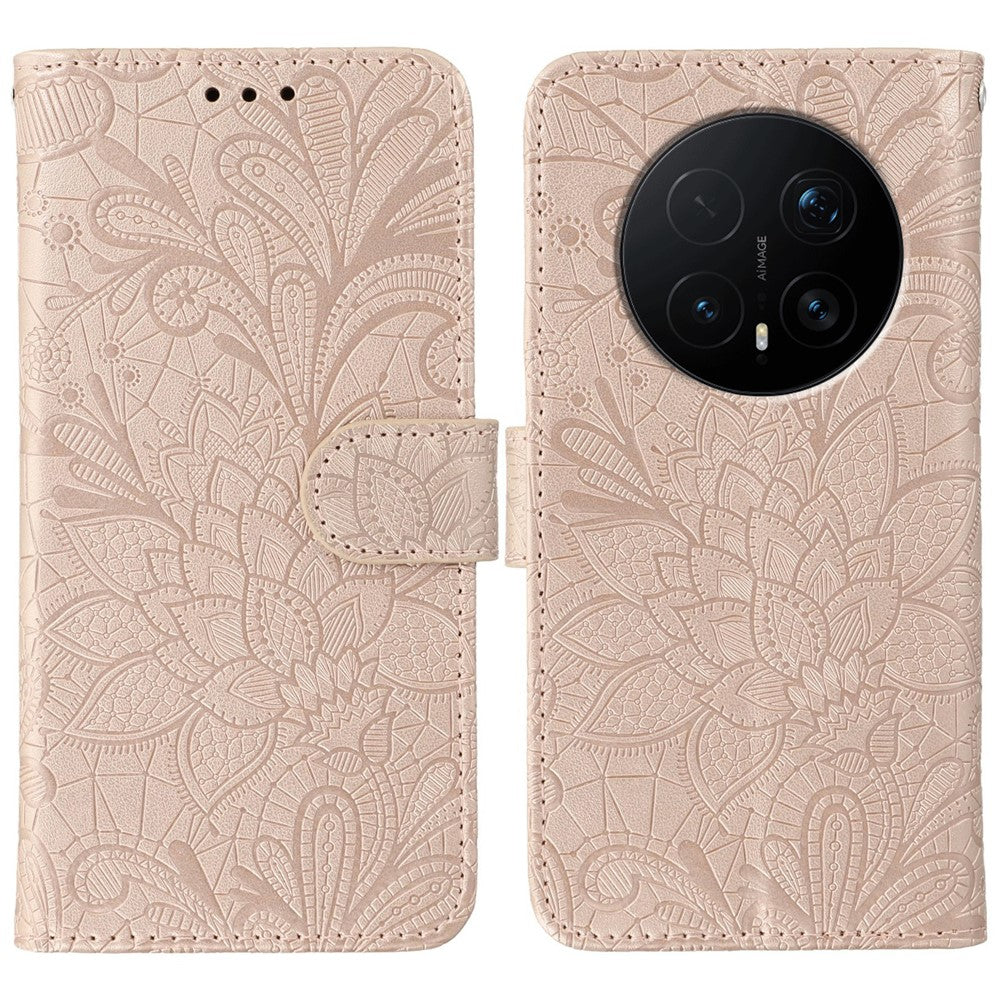 For Honor Magic8 Pro 5G Case Lace Flowers PU Leather Flip Wallet Phone Cover