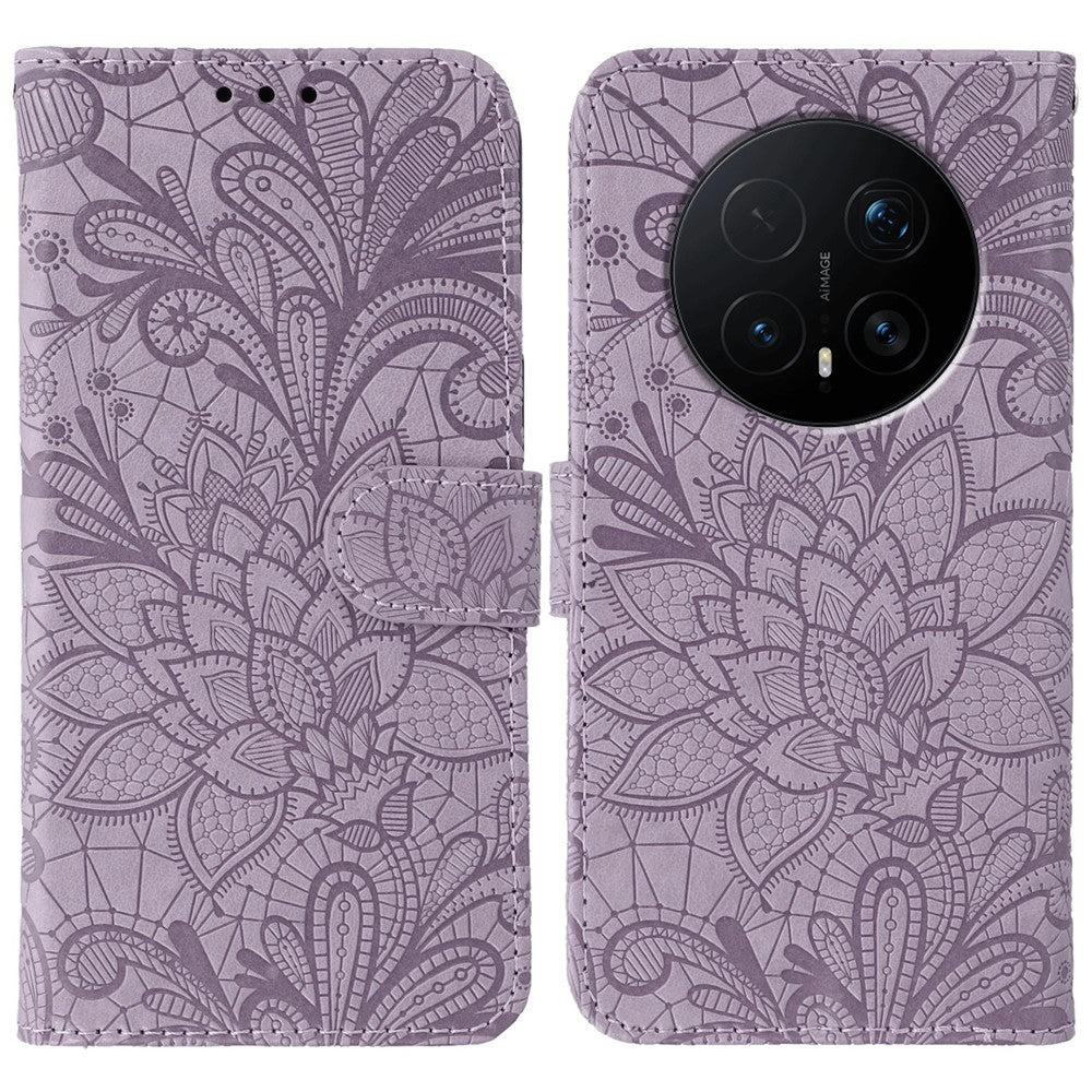 For Honor Magic8 Pro 5G Case Lace Flowers PU Leather Flip Wallet Phone Cover
