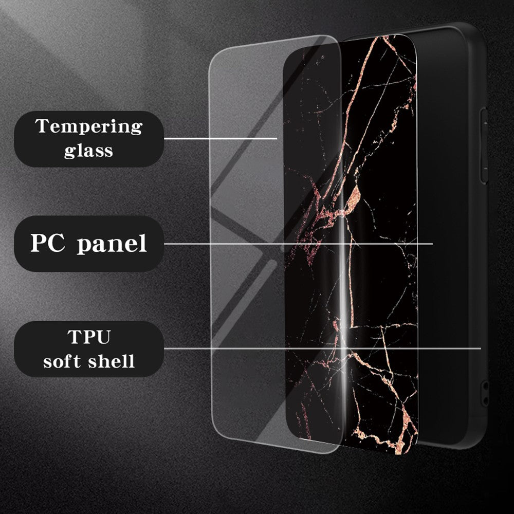 OnePlus Nord 5 5G / Ace 5 Ultra 5G-skal Marmormönster Härdat Glas + PC + TPU Skyddande mobilskal