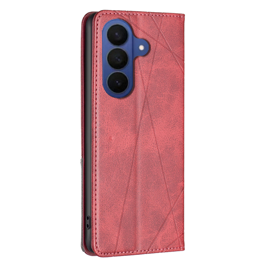 For Samsung Galaxy A27 5G Case Card Slots Geometry Imprint Leather Phone Cover