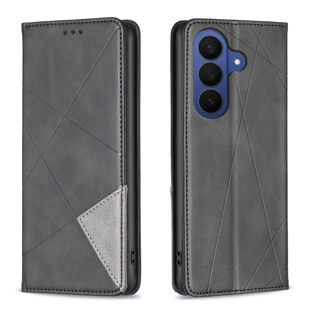For Samsung Galaxy A27 5G Case Card Slots Geometry Imprint Leather Phone Cover