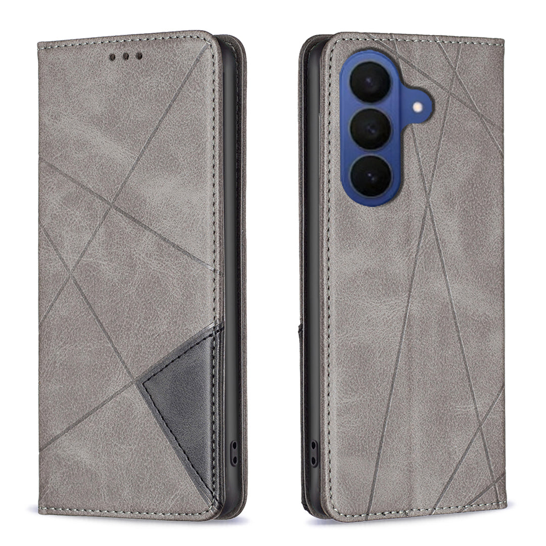 For Samsung Galaxy A27 5G Case Card Slots Geometry Imprint Leather Phone Cover