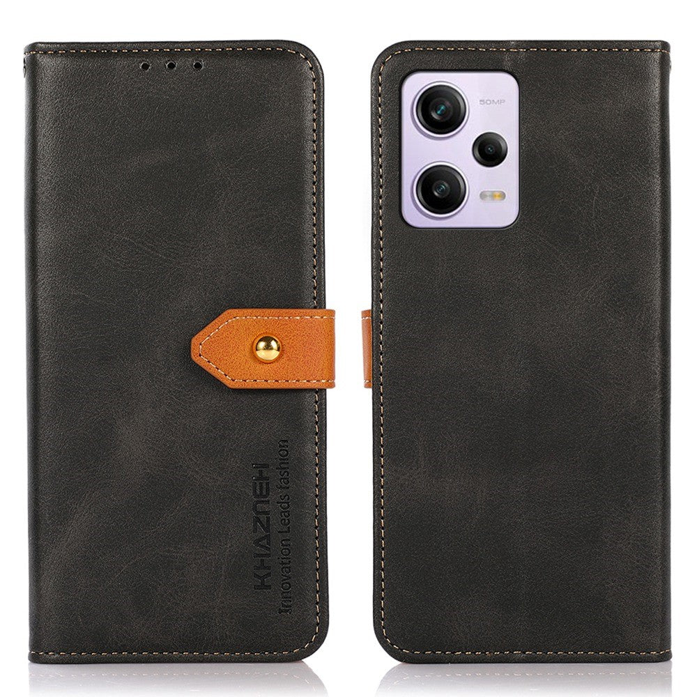 KHAZNEH For Xiaomi Redmi Note 12 Pro 5G / Note 12 Pro Speed 5G / Poco X5 Pro 5G Stand Function Cowhide Texture PU Leather Phone Case Magnetic Gold Buckle Anti-drop Cover Wallet