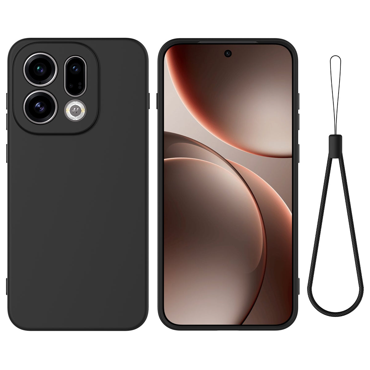 For Oppo Find X9 5G Liquid Silicone Case Phone Back Cover with Hand Strap