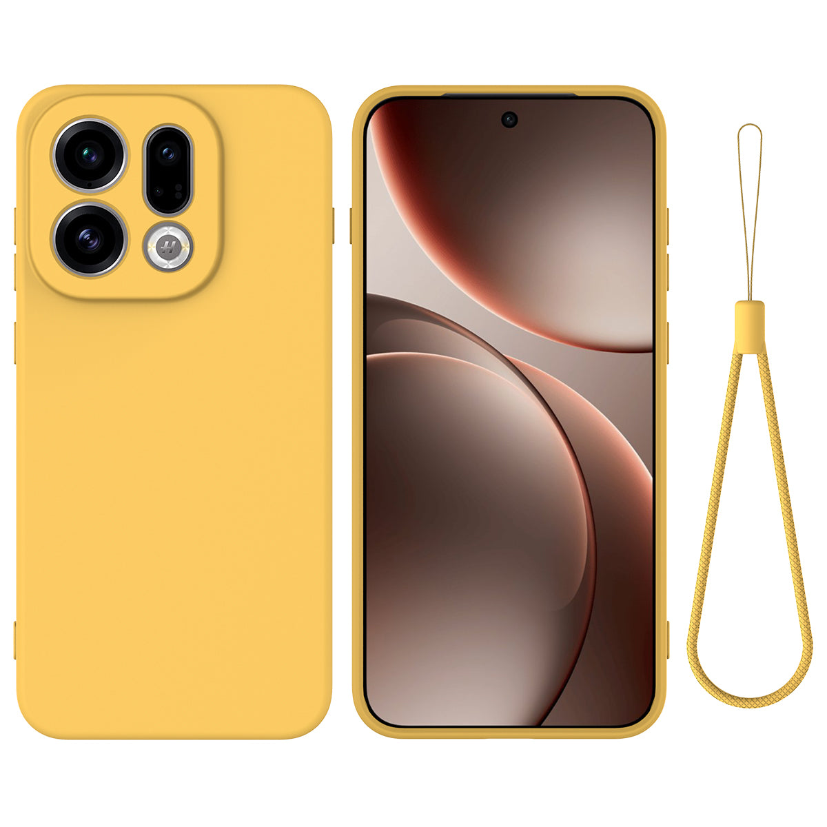 For Oppo Find X9 5G Liquid Silicone Case Phone Back Cover with Hand Strap