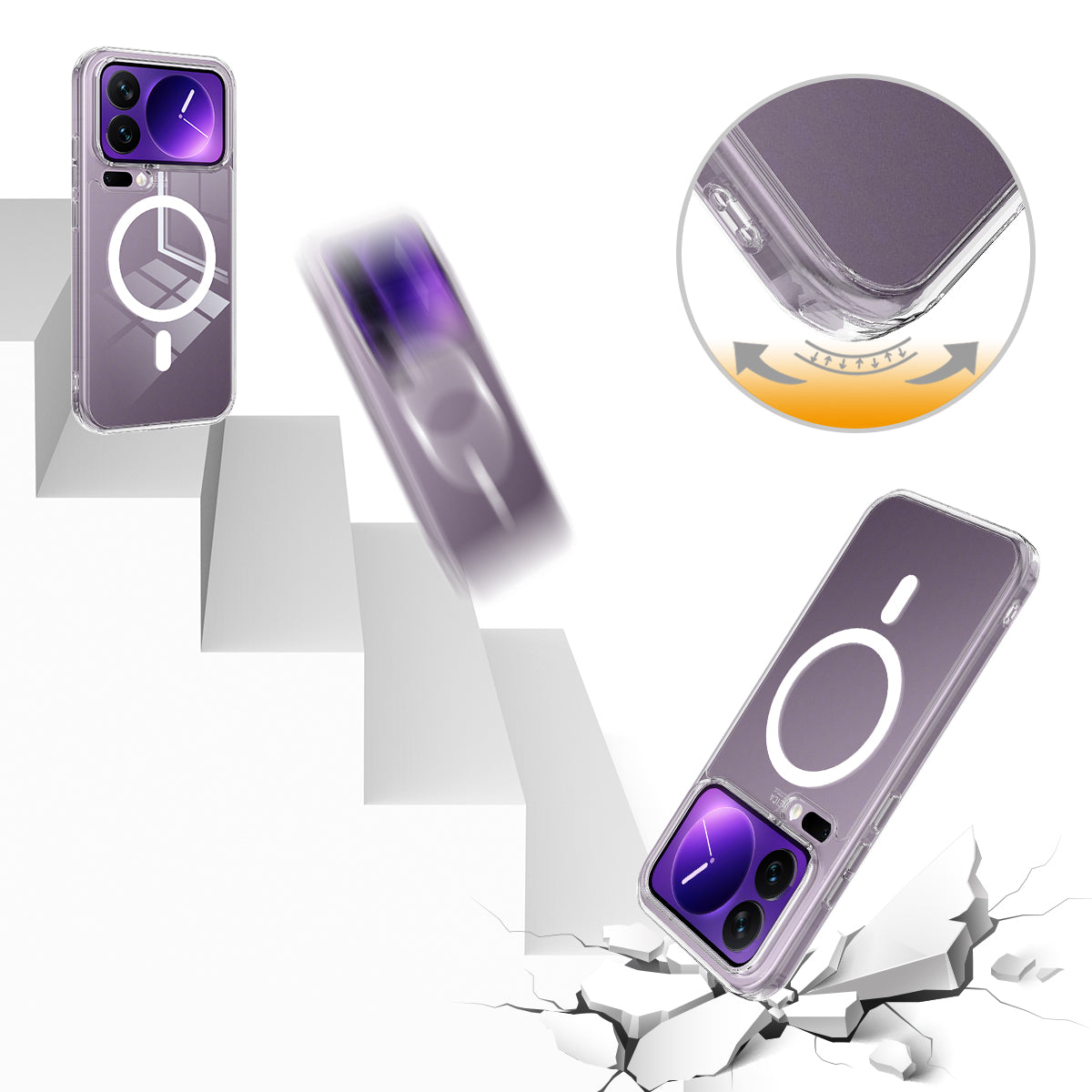 For Xiaomi 17 Pro Max Clear Phone Magnetic Case TPU+Acrylic Back Cover