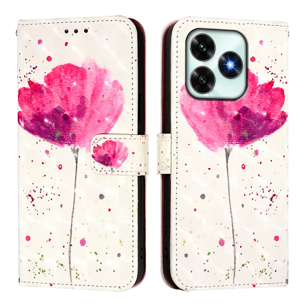 For Honor X5c Plus 4G Leather Case Pattern Printing Wallet Stand Mobile Cover with Strap
