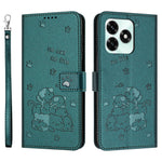 Til Honor X5c Plus 4G / X5c 4G Pung Etui Katteaftryk Læder Telefoncover med Rem