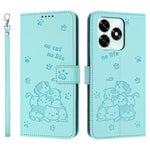 Til Honor X5c Plus 4G / X5c 4G Pung Etui Katteaftryk Læder Telefoncover med Rem