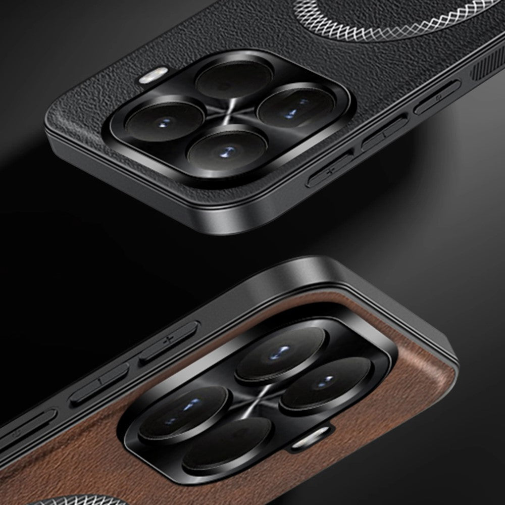 Xiaomi 15T Pro Magnetiskt Skal PU TPU PC mobil Baksida med Metalllinsram
