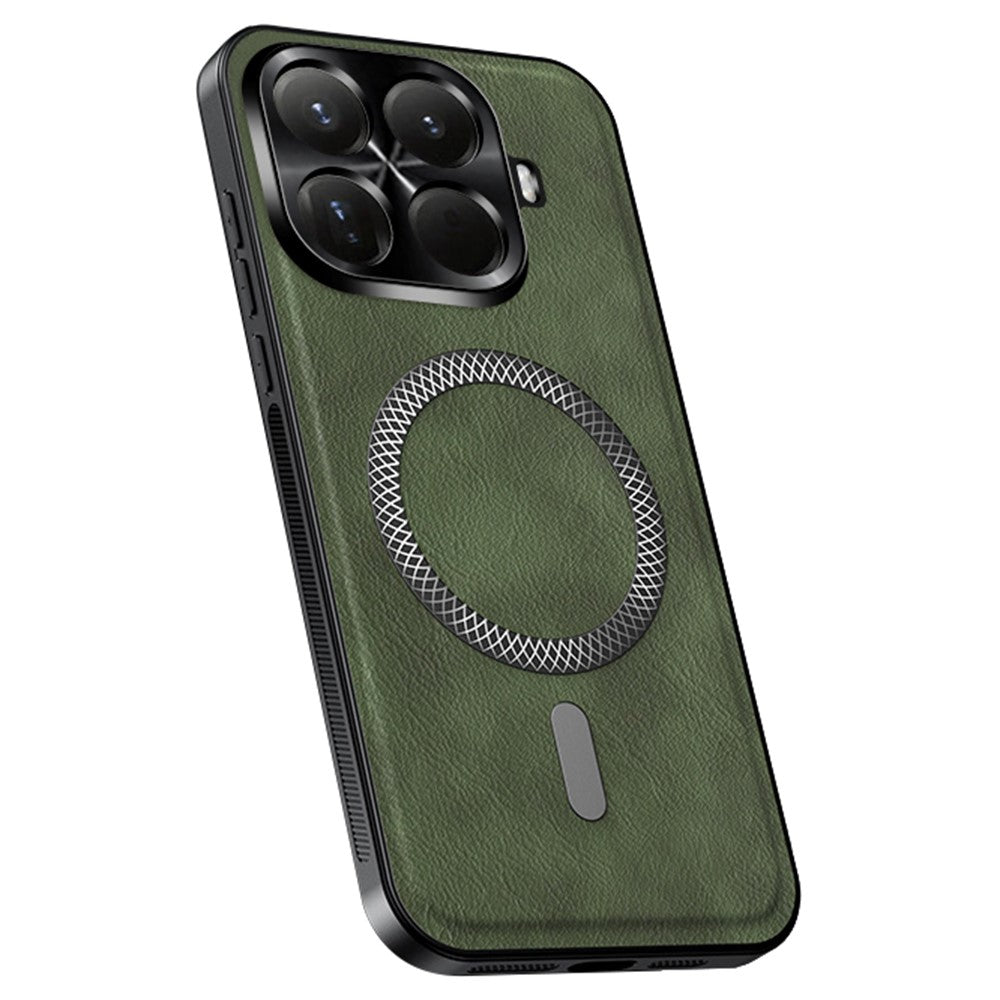 For Xiaomi 15T Pro Magnetic Case PU TPU PC Phone Back Cover with Metal Lens Frame