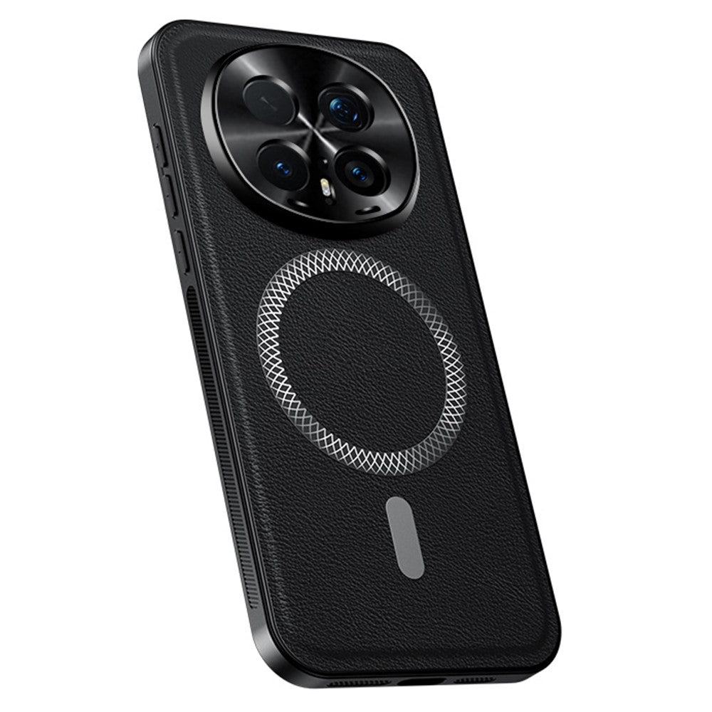 For Honor Magic8 Pro 5G Case Magnetic Case PU TPU PC Phone Back Cover with Metal Lens Frame