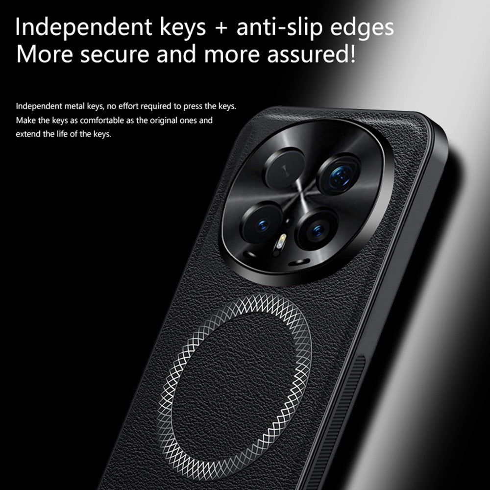 For Honor Magic8 Pro 5G Case Magnetic Case PU TPU PC Phone Back Cover with Metal Lens Frame