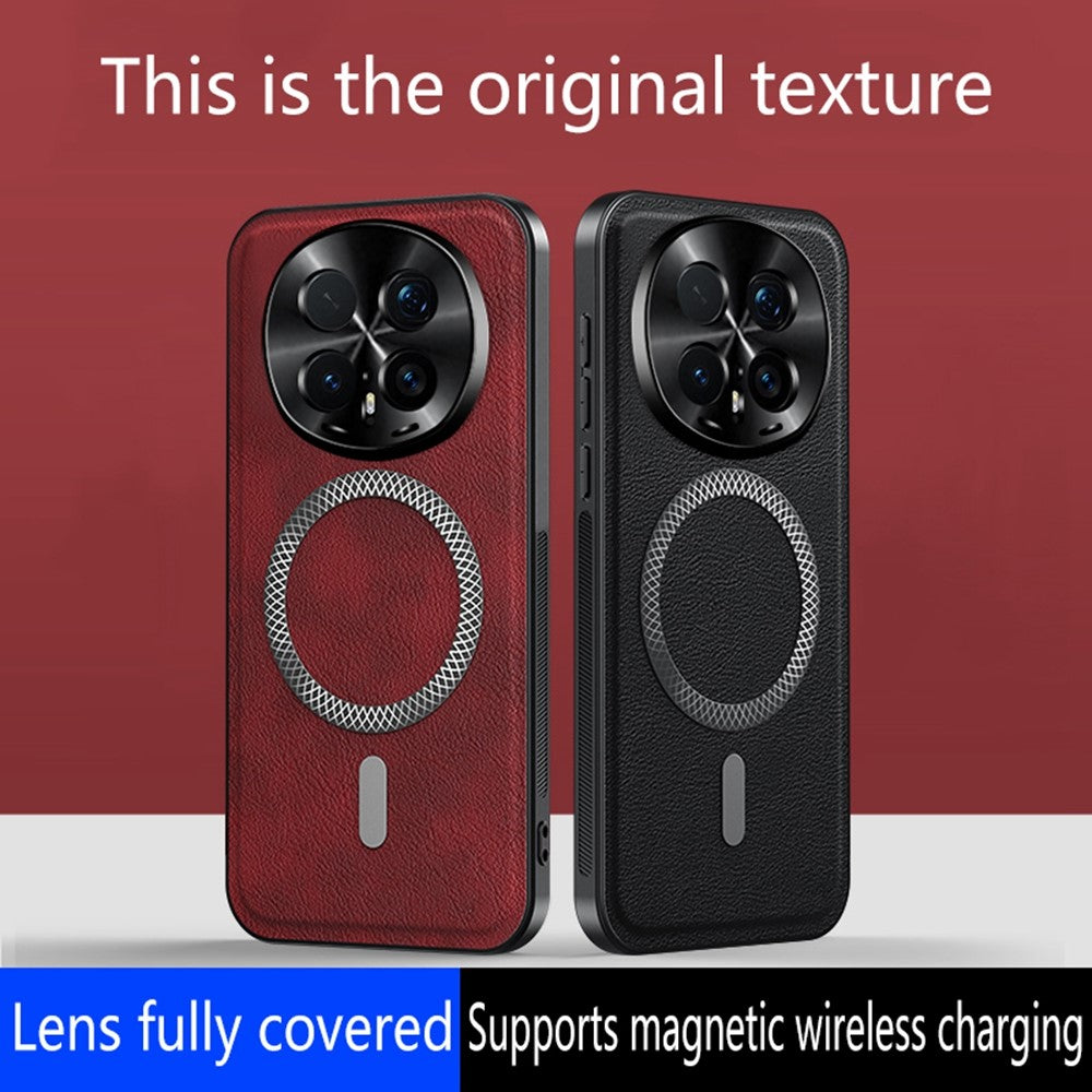 For Honor Magic8 Pro 5G Case Magnetic Case PU TPU PC Phone Back Cover with Metal Lens Frame