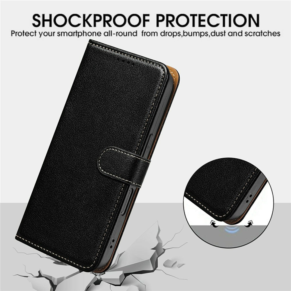 Phone Case for Honor 400 Smart 5G  /  X7d 4G  /  X7d 5G RFID Blocking Wallet Litchi Texture Leather Phone Cover Magnetic Clasp
