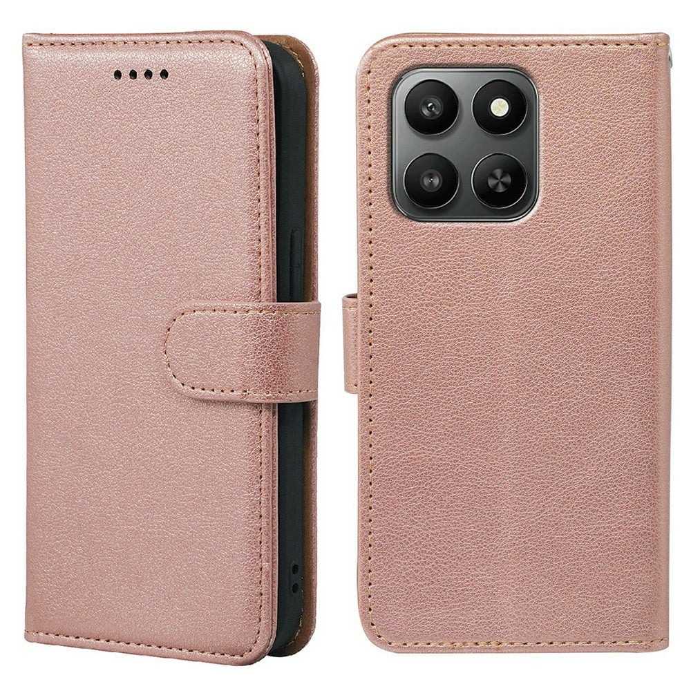 Phone Case for Honor 400 Smart 5G  /  X7d 4G  /  X7d 5G RFID Blocking Wallet Litchi Texture Leather Phone Cover Magnetic Clasp