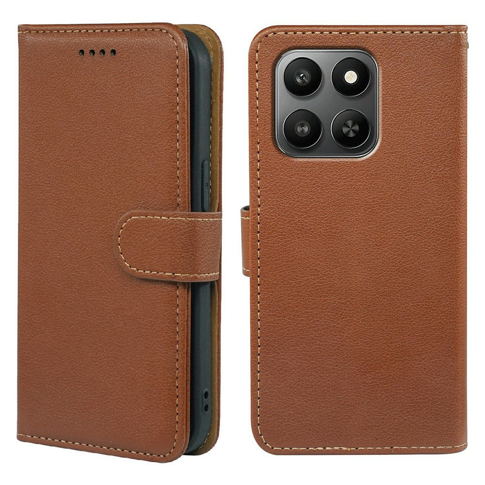 Phone Case for Honor 400 Smart 5G  /  X7d 4G  /  X7d 5G RFID Blocking Wallet Litchi Texture Leather Phone Cover Magnetic Clasp