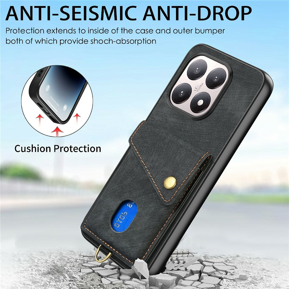 For Xiaomi 15T Case with Card Holder Kickstand Leather Phone Back Cover