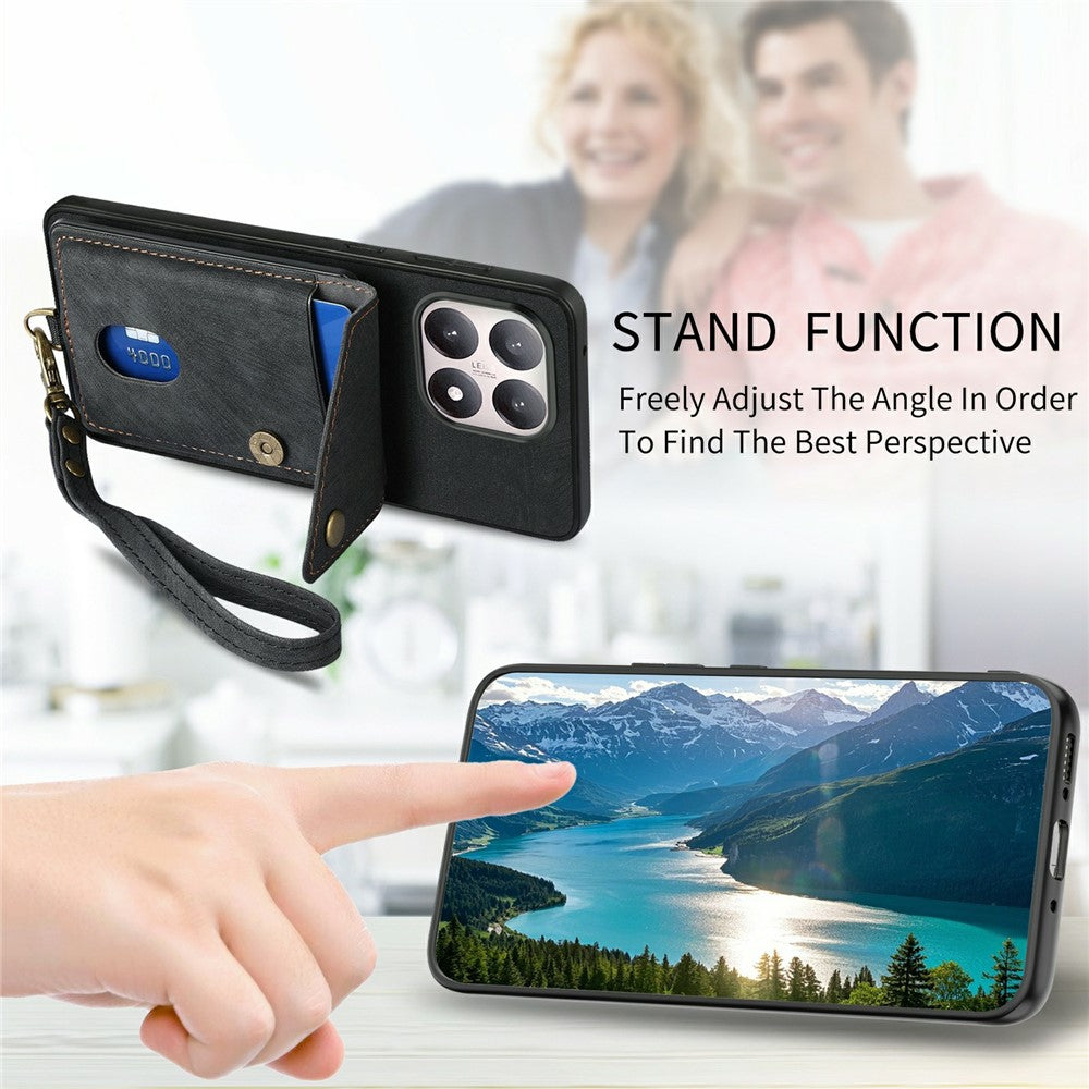 For Xiaomi 15T Case with Card Holder Kickstand Leather Phone Back Cover