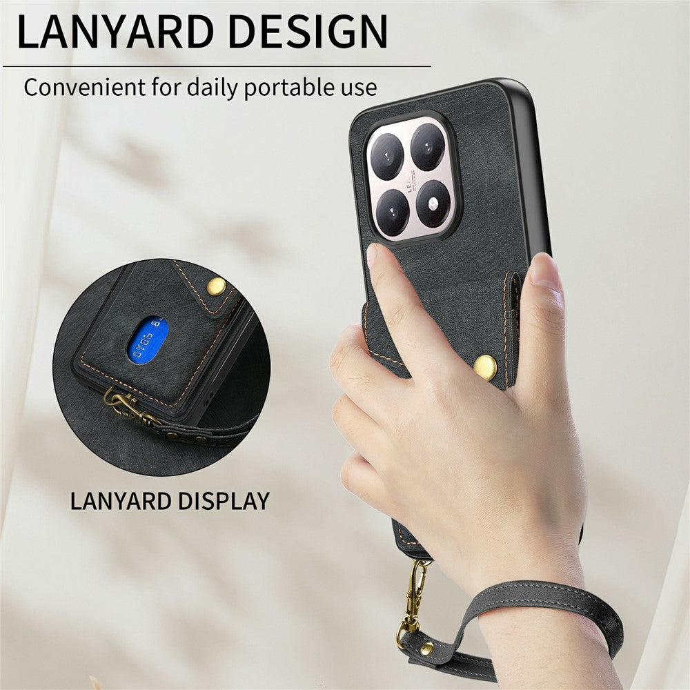 For Xiaomi 15T Case with Card Holder Kickstand Leather Phone Back Cover