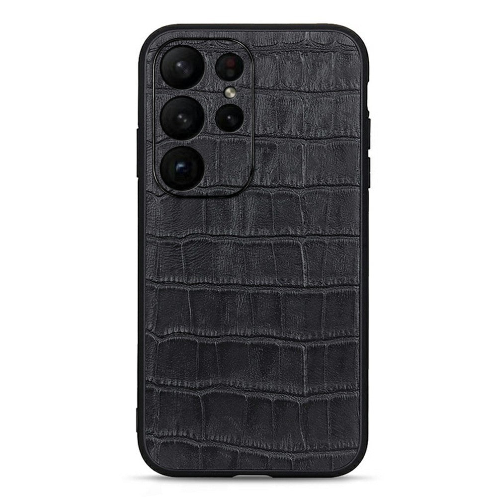 For Samsung Galaxy S23 Ultra Genuine Leather Crocodile Texture Phone Case Drop-proof Cell Phone Back Cover