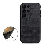 For Samsung Galaxy S23 Ultra Genuine Leather Crocodile Texture Phone Case Drop-proof Cell Phone Back Cover