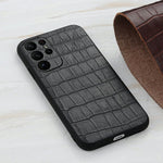 For Samsung Galaxy S23 Ultra Genuine Leather Crocodile Texture Phone Case Drop-proof Cell Phone Back Cover