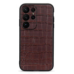 For Samsung Galaxy S23 Ultra Genuine Leather Crocodile Texture Phone Case Drop-proof Cell Phone Back Cover