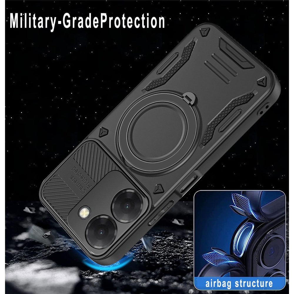 For Xiaomi Redmi A5 NFC (EU) (173.45mm) Magnetic Case Shockproof TPU + PC Phone Back Cover with Kickstand