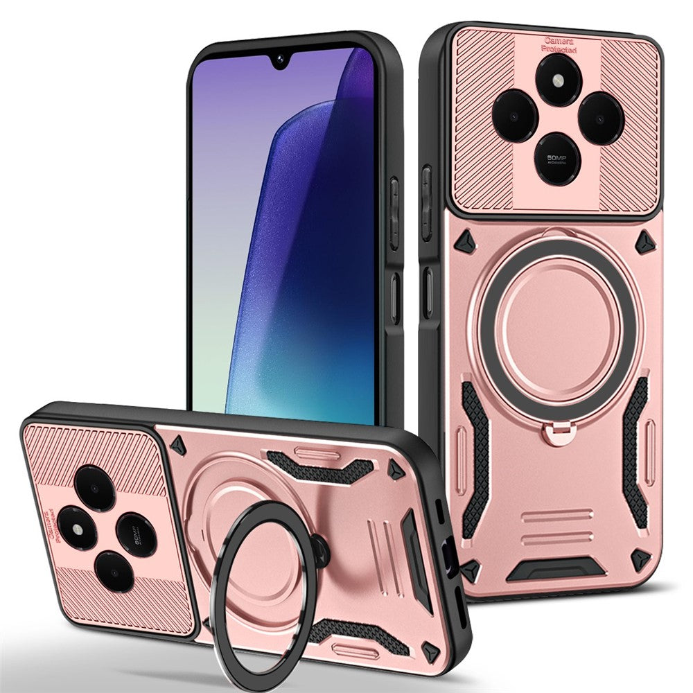 For Xiaomi Redmi 14C 5G Magnetic Case Shockproof TPU + PC Phone Back Cover with Kickstand