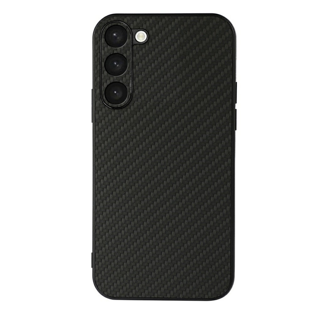 For Samsung Galaxy S23 Carbon Fiber Texture Phone Case Anti-scratch PU Leather Coated TPU Back Cover