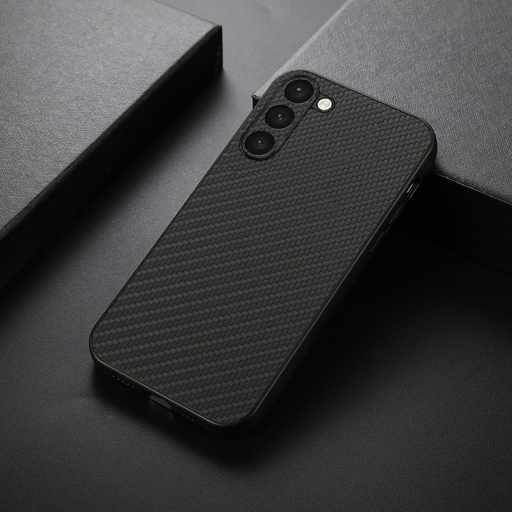 Samsung Galaxy S23, Kolfibertexturerat mobilskal, Reptåligt PU-läderbelagt TPU Bakstycke