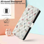 For Samsung Galaxy Z Fold4 5G Wallet Case Rhombic Floral Design Leather Flip Phone Cover with Strap