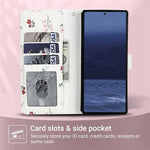 For Samsung Galaxy Z Fold4 5G Wallet Case Rhombic Floral Design Leather Flip Phone Cover with Strap