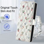 For Samsung Galaxy Z Fold4 5G Wallet Case Rhombic Floral Design Leather Flip Phone Cover with Strap