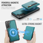 JEEHOOD För Samsung Galaxy S21 5G Skal J12 Magnetiskt Avtagbart Dragkedja Plånbok Stativ Läder Bakstycke Magnetiskt Skal