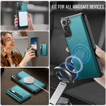 JEEHOOD För Samsung Galaxy S21 5G Skal J12 Magnetiskt Avtagbart Dragkedja Plånbok Stativ Läder Bakstycke Magnetiskt Skal