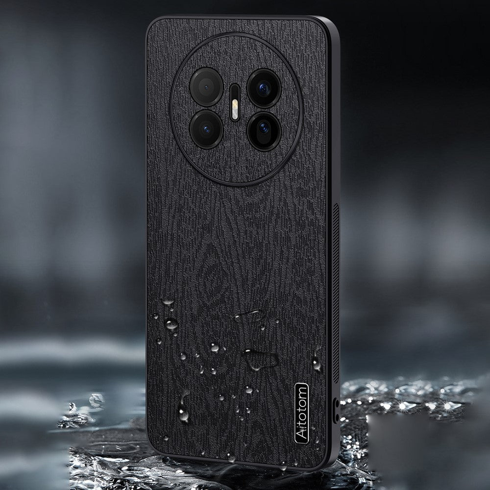 Huawei Mate 70 Air-skal i trästruktur, PU-läderbelagt PC TPU-mobilskal