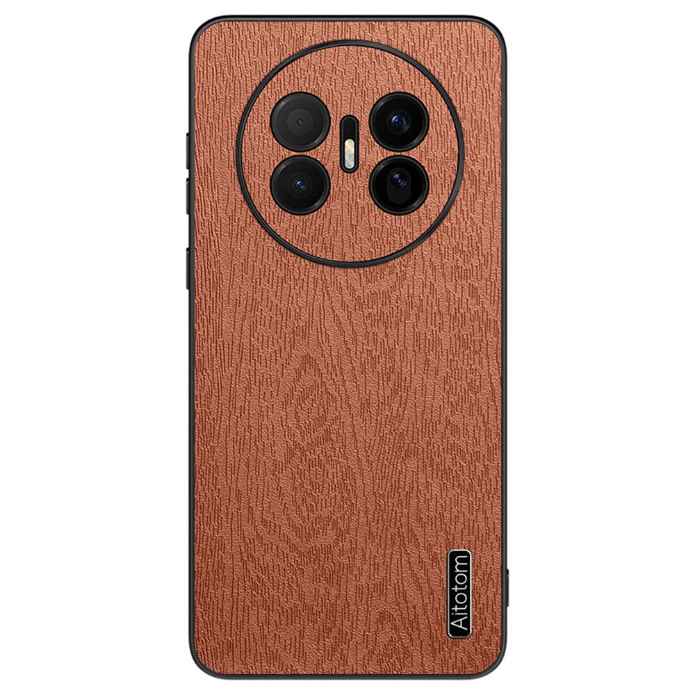 Huawei Mate 70 Air-skal i trästruktur, PU-läderbelagt PC TPU-mobilskal