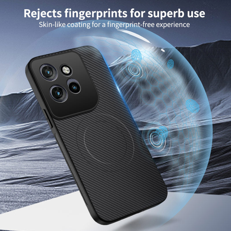WANLONFENG For Motorola Edge 70 5G Magnetic Case  TQ Series Carbon Fiber Texture PC TPU Phone Cover